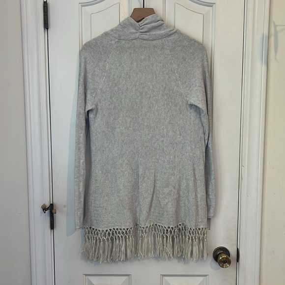 Lilly Pulitzer | Tatum Cardigan Sweater Heather Grey Metallic Fringe Tassel Med - Picture 6 of 9